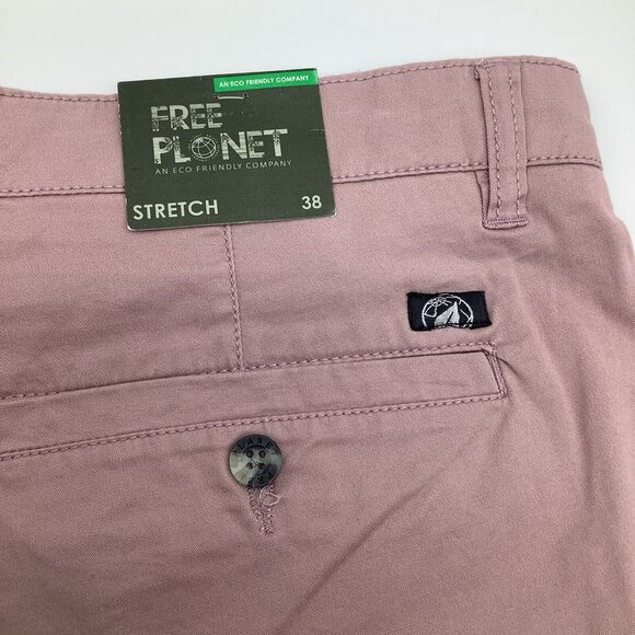 Free Planet Mens Chino Shorts Faded Purple Size 38 NWT - Picture 7 of 12